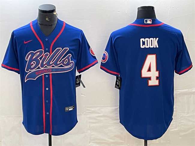 Men%27s Buffalo Bills #4 James Cook Blue With Patch Cool Base Stitched Baseball Jersey->dallas cowboys->NFL Jersey